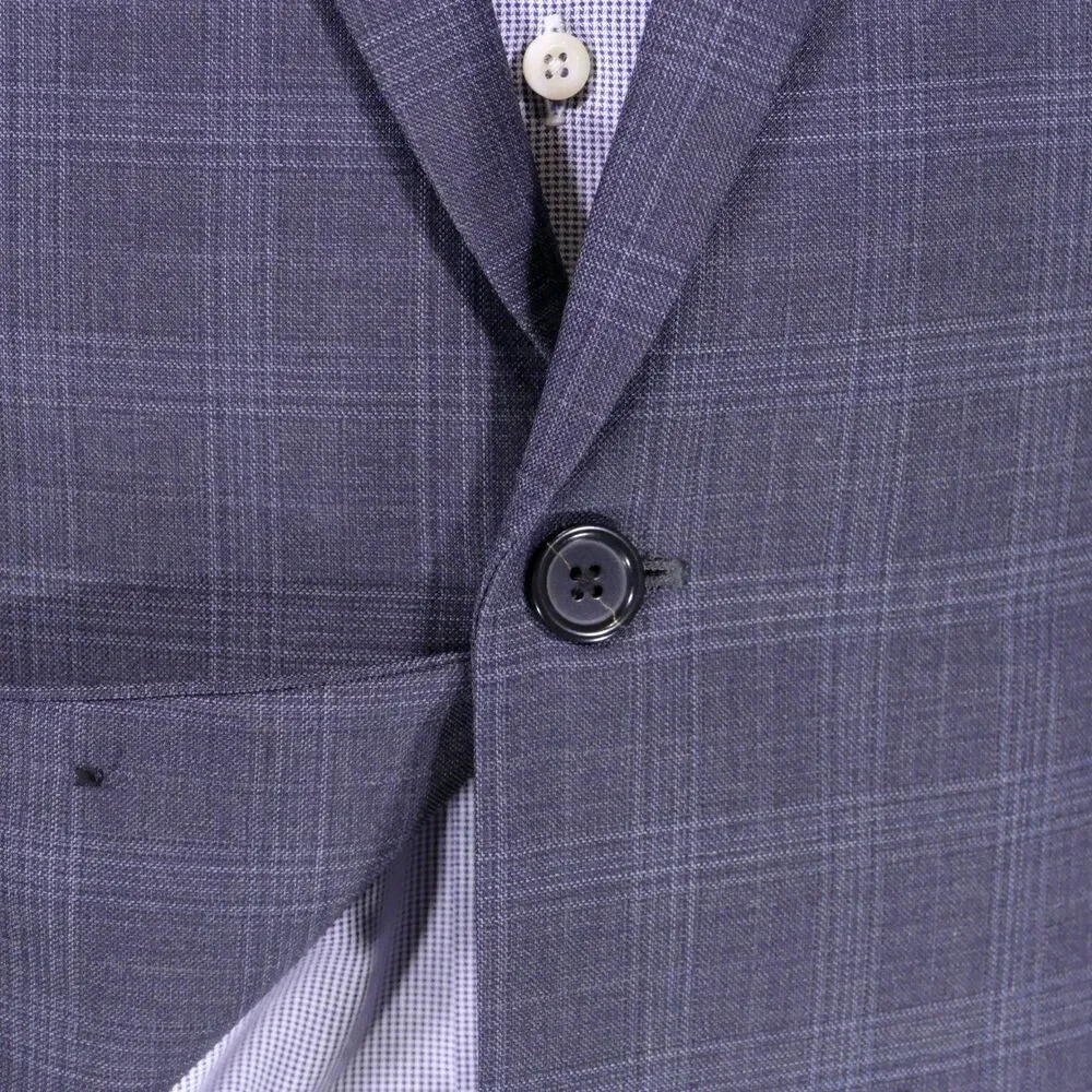 Banana Republic Sport Coat Blazer Mens 42R Tailored Fit Blue Plaid Two Button